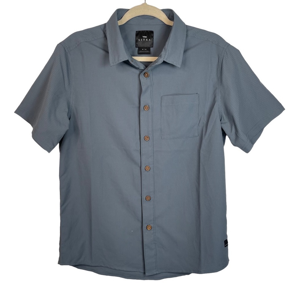 Sitka Mojave SS Blue Shirt Grey Button Front Outdoor Hunting Size Medium